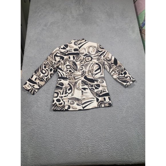 Chico's Brown Beige Silk Linen Blend Jacket Buttons Lined Boho Size 1 Medium M - Picture 9 of 11